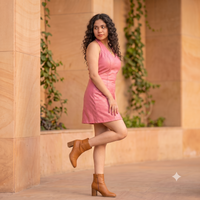 Vashtro Women Stunning Pink Leather Dress