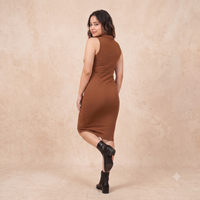 Vashtro Women Stylish Brown Bodycon Dress