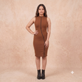 Vashtro Women Stylish Brown Bodycon Dress
