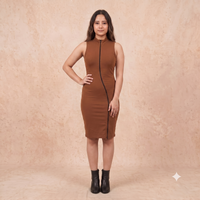 Vashtro Women Stylish Brown Bodycon Dress
