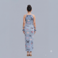 Vashtro Women's Sleeveless Halter Neck Printed Bodycon Maxi Dress