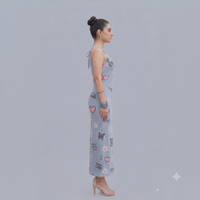 Vashtro Women's Sleeveless Halter Neck Printed Bodycon Maxi Dress