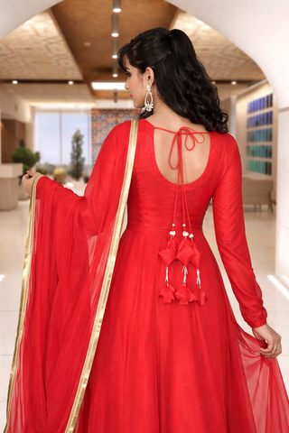 Khanak Red Georgette Anarkali Suit Set