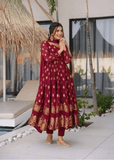 Gulmohar Maroon Anarkali Suit Set